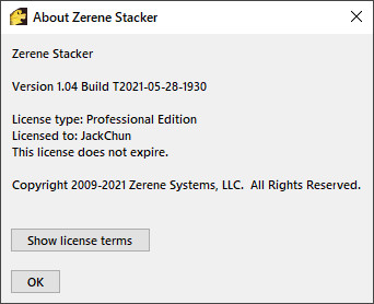 Zerene Stacker Professional 1.04 Build T202105281930