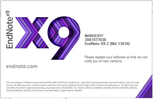 EndNote X9.2 Build 13018