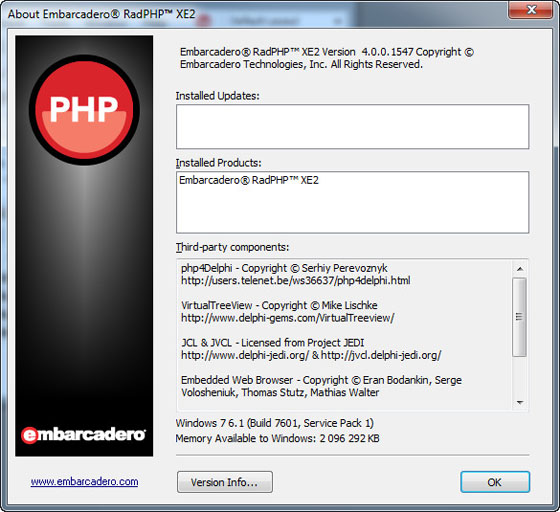 Embarcadero RadPHP XE2 v4.0.0.1547